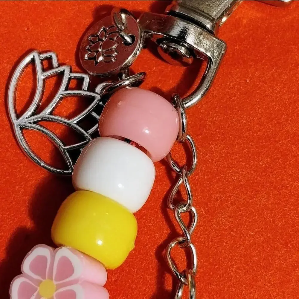 Handmade Kawaii Sakura Panda Lotus Charm Kandi Keychain